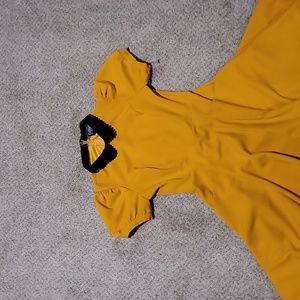 Medium Yellow Collectif Vintage Peter Pan Collar Dress